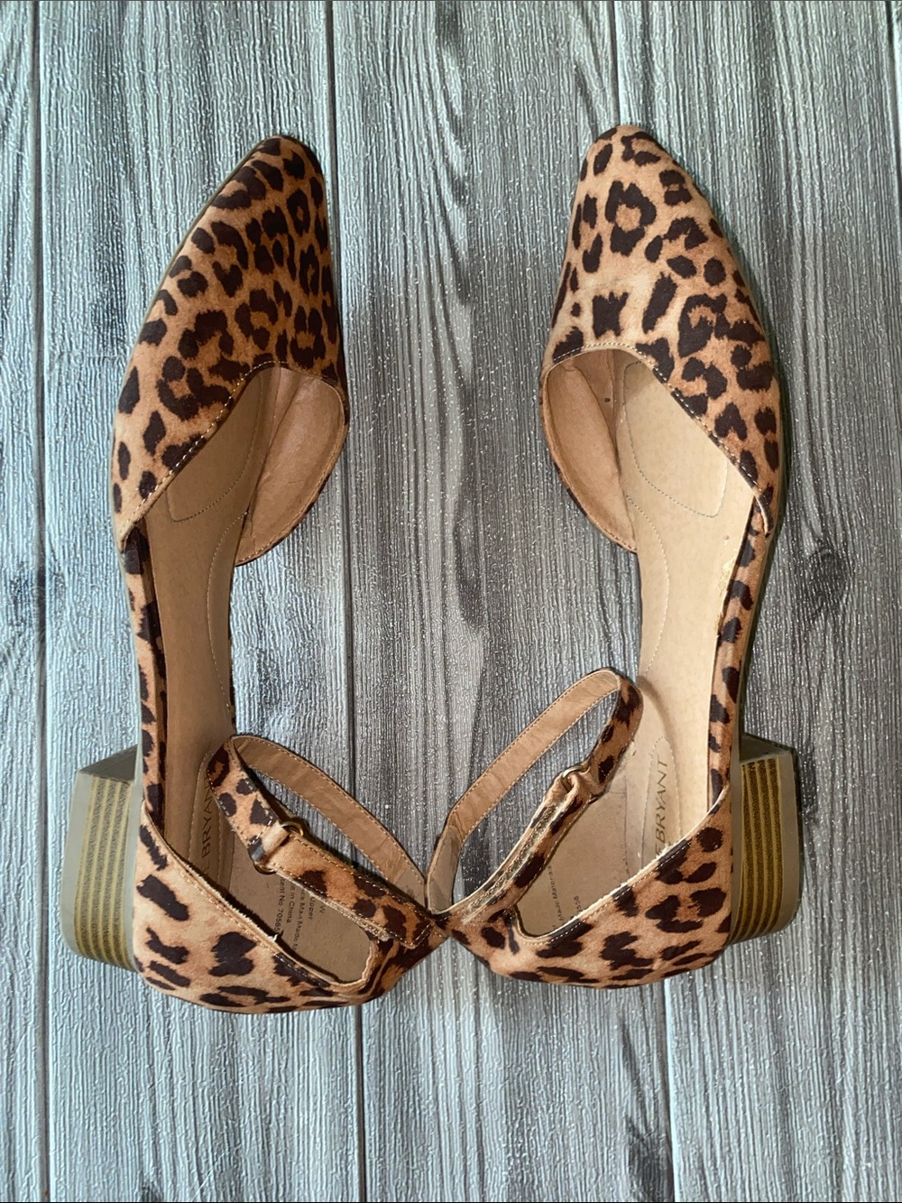 Lane Bryant Leopard-Print Ankle-Strap Flats - Brown/Tan Size 11W - Picture 7 of 8
